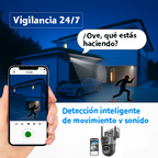 🛡️📹 Cámara Exterior Doble Lente 360° | ¡Vigila Tu Espacio Día y Noche!