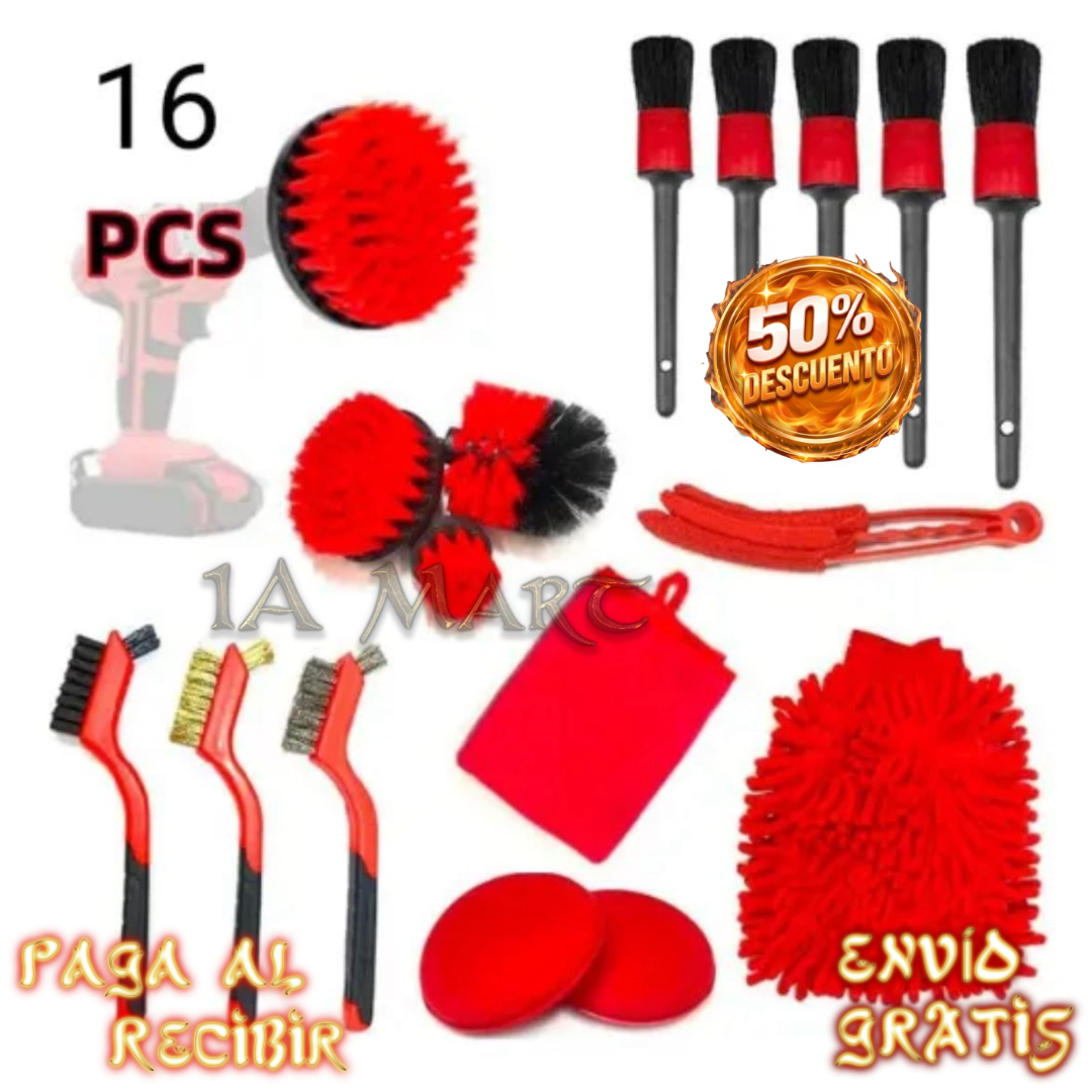 🚗✨ Kit Limpieza Auto 16 en 1 | ¡Deja Cada Rincón Impecable!