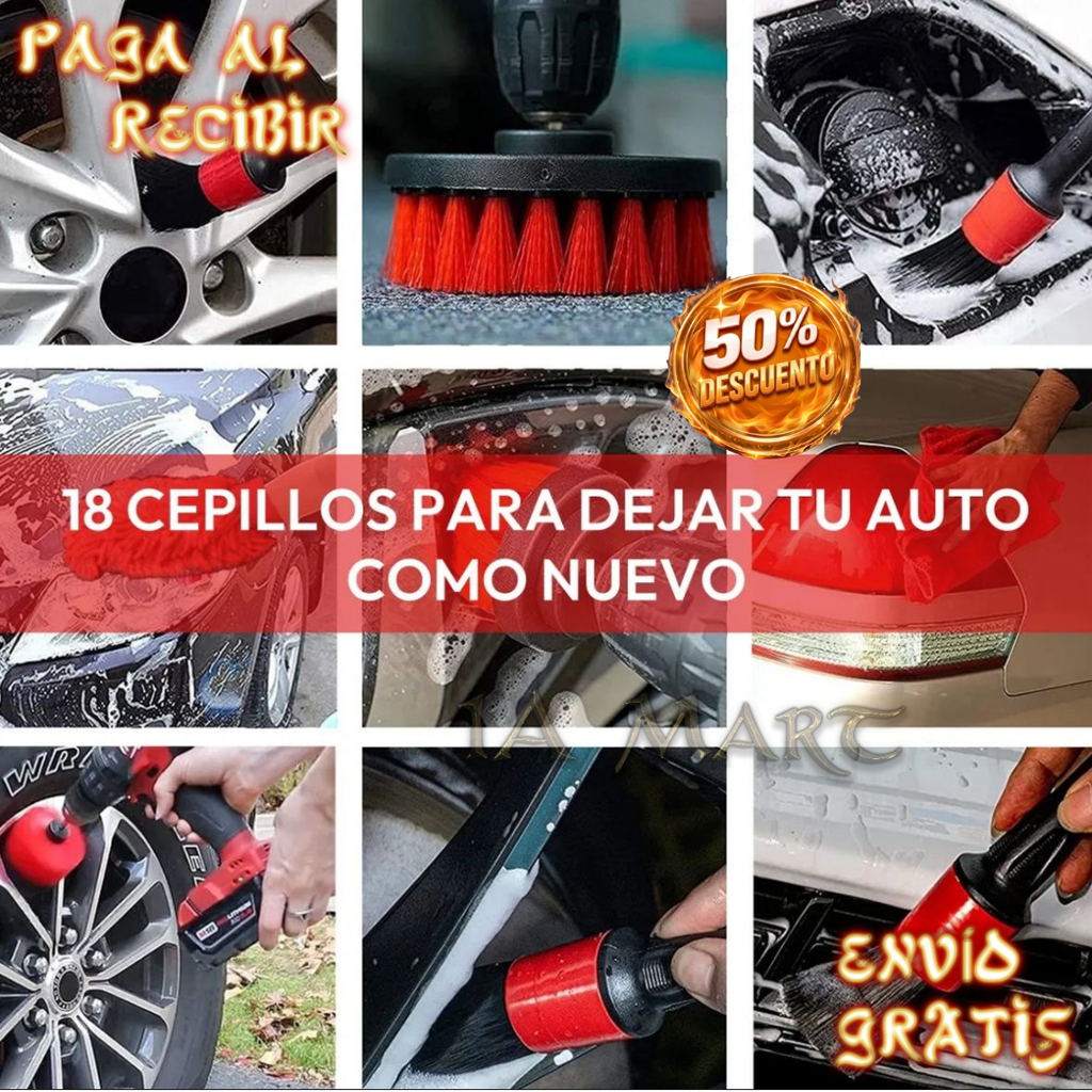 🚗✨ Kit Limpieza Auto 16 en 1 | ¡Deja Cada Rincón Impecable!