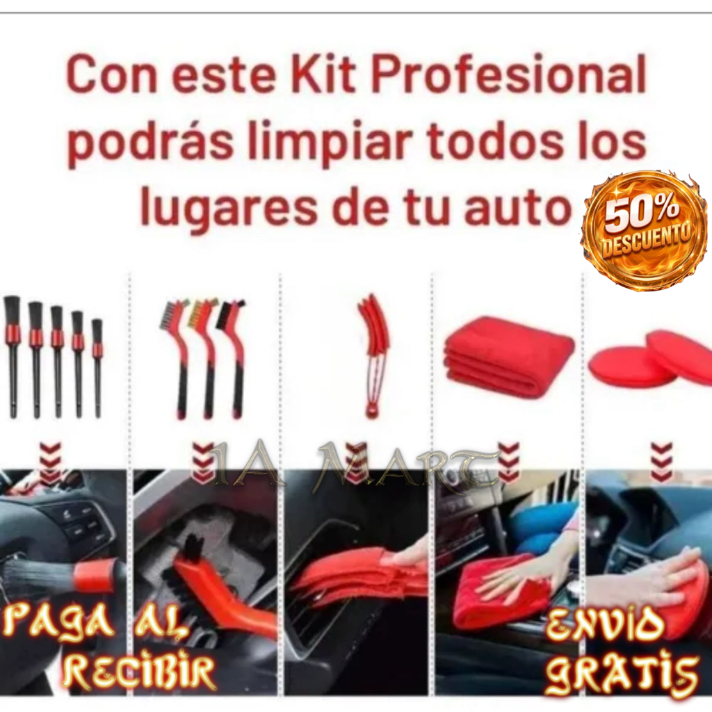 🚗✨ Kit Limpieza Auto 16 en 1 | ¡Deja Cada Rincón Impecable!