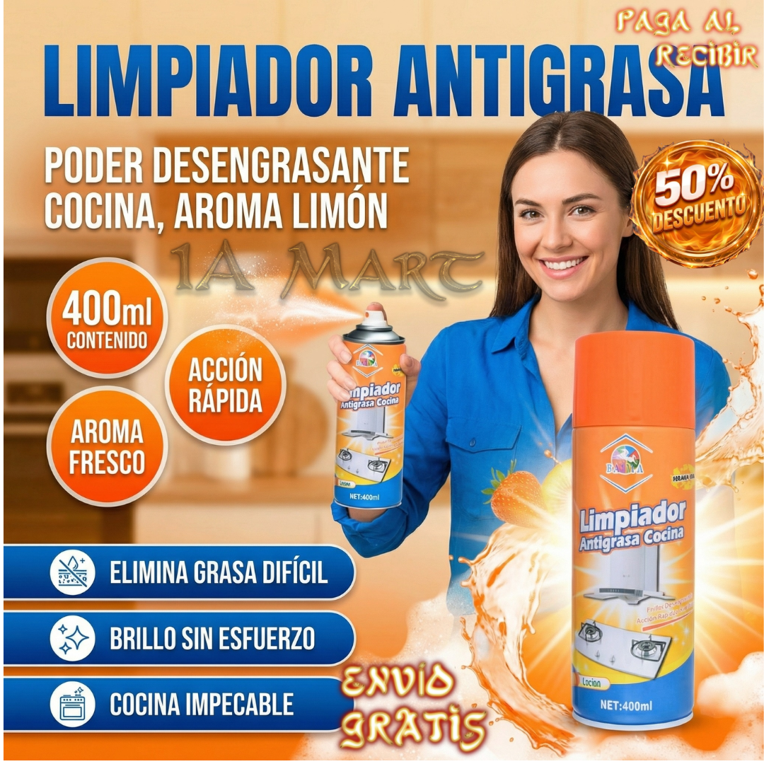 🍋✨ Limpiador Espuma Anti Grasa | ¡Adiós a la Grasa de tu Cocina!