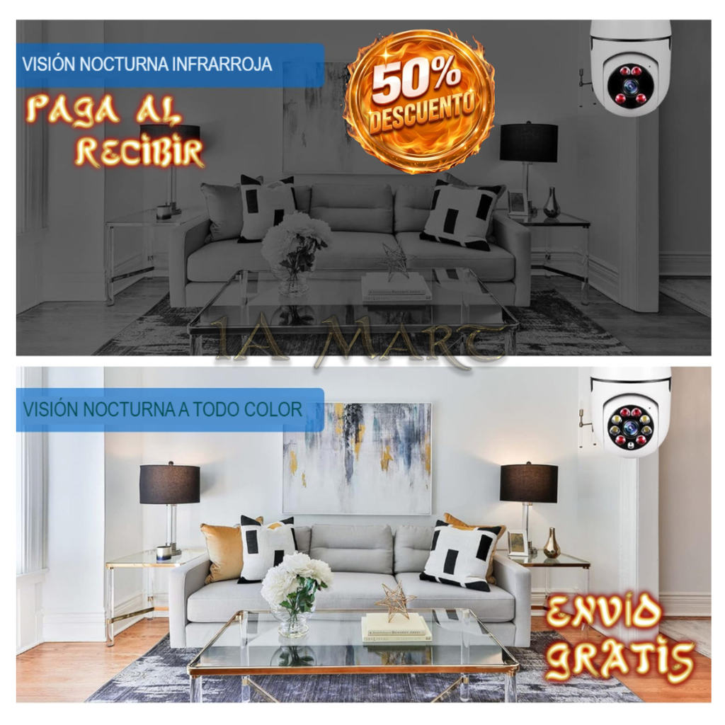 📹🔐 Cámara de Seguridad 360° WiFi HD 1080P | ¡Vigila Tu Hogar Desde Tu Celular!