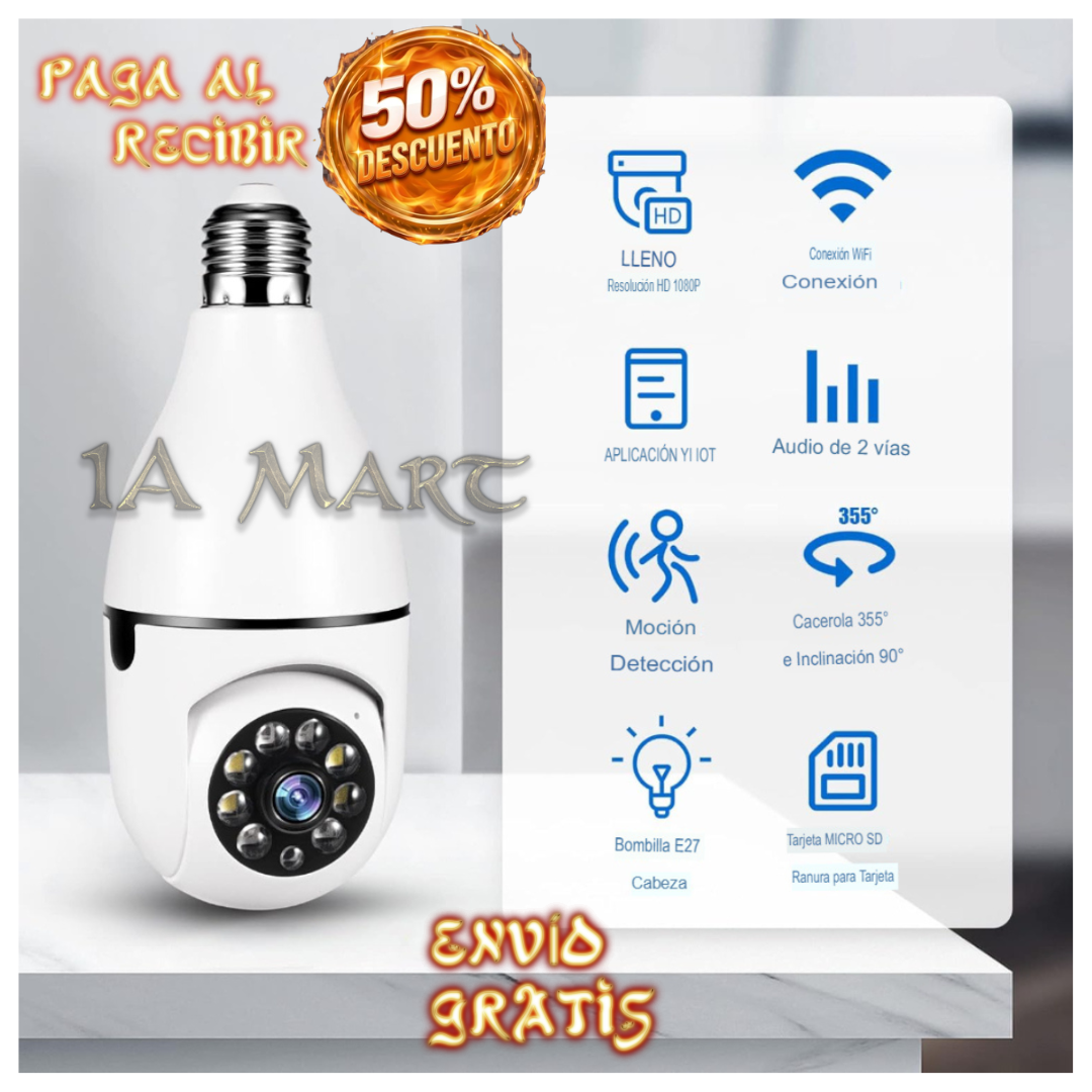 📹🔐 Cámara de Seguridad 360° WiFi HD 1080P | ¡Vigila Tu Hogar Desde Tu Celular!