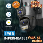 🛡️📹 Cámara Exterior Doble Lente 360° | ¡Vigila Tu Espacio Día y Noche!