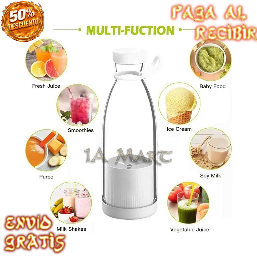 🥤⚡ Botella Licuadora Recargable 420 ML | ¡Prepara Tus Batidos Donde Quieras!