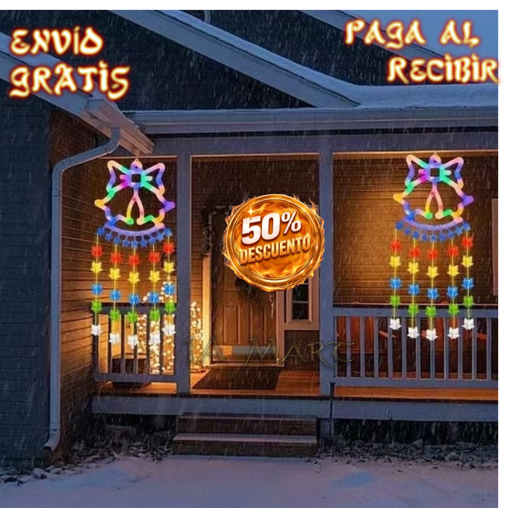 🎄✨ Guirnalda Navideña de Campanas 90 cm | ¡Haz Brillar Cada Rincón de tu Hogar!