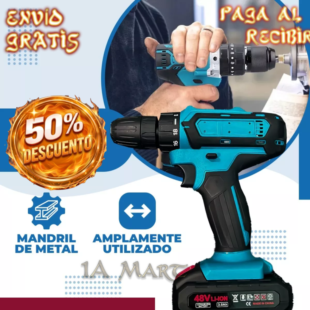 🔩⚡ Taladro Inalámbrico 48V | ¡Potencia y Libertad Sin Cables!